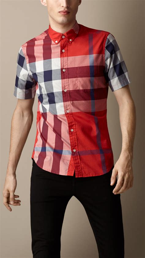 black and red burberry shirt|red burberry shirts for men.